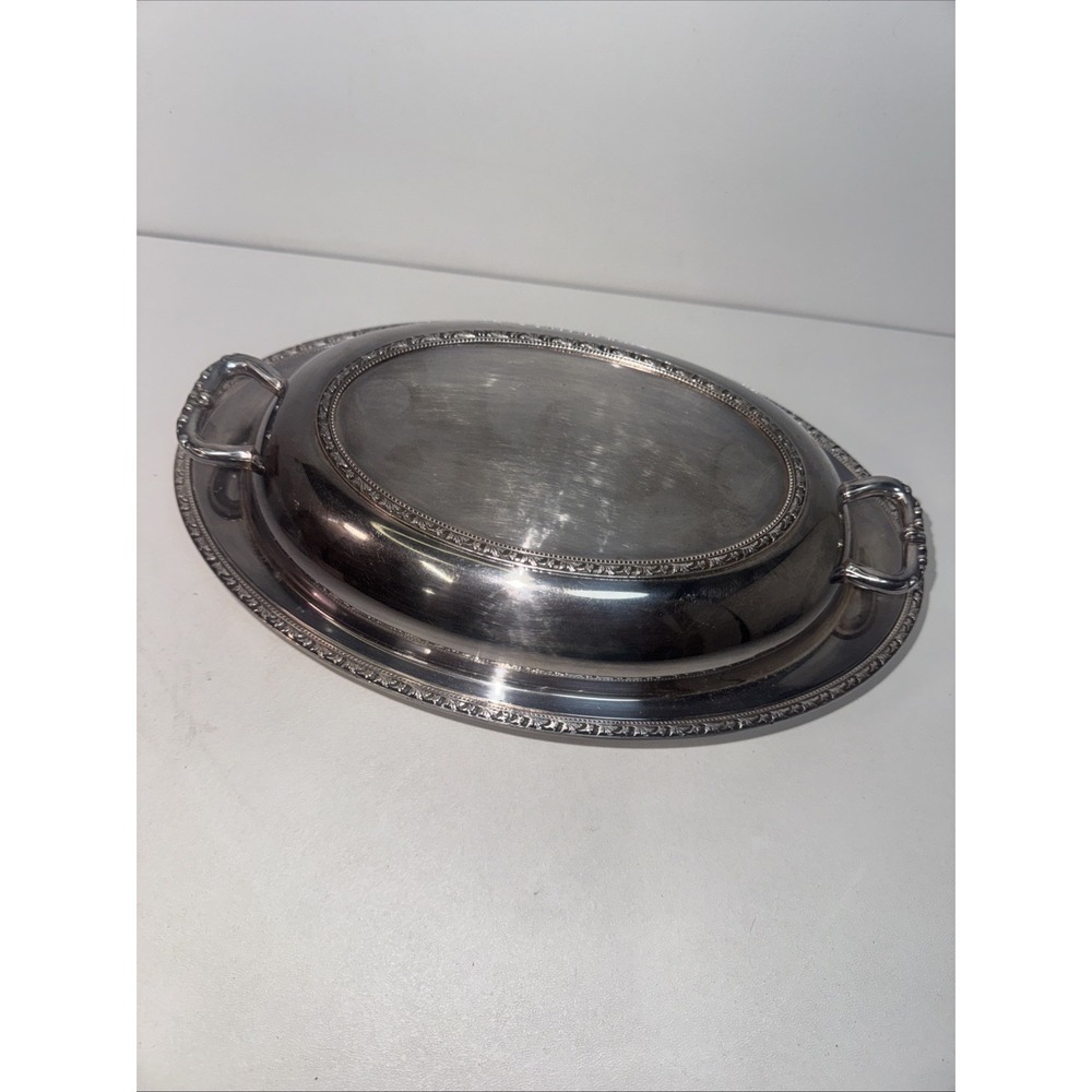 BERWICK Wm A ROGERS 7990 2 PIECE COVERED SERVING DISH SILVERPLATE OVAL